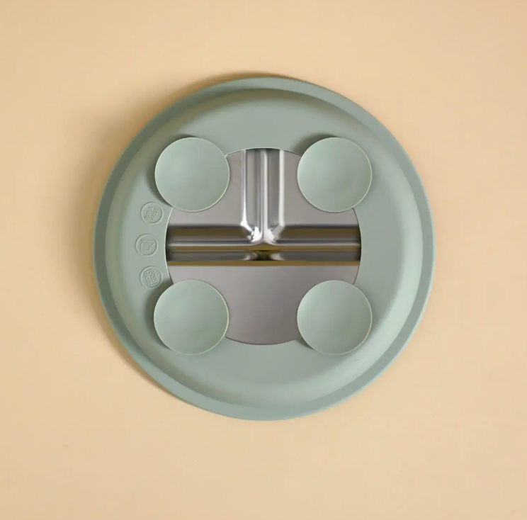 Baby Gear - Minika STAINLESS PLATE, divided with silicone suction rim!