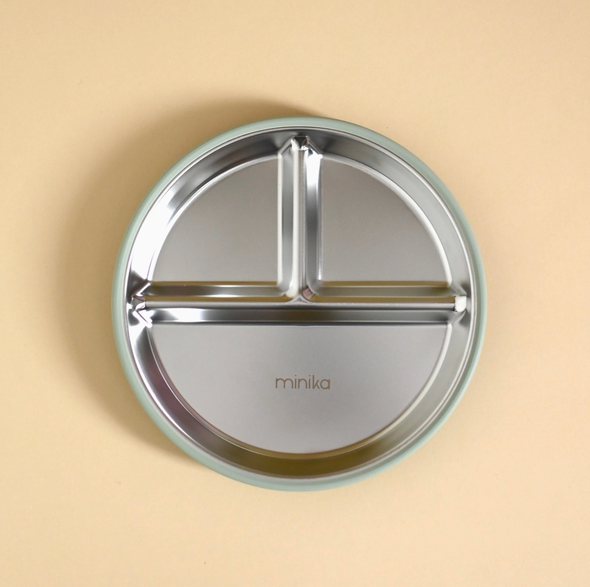 Baby Gear - Minika STAINLESS PLATE, divided with silicone suction rim!