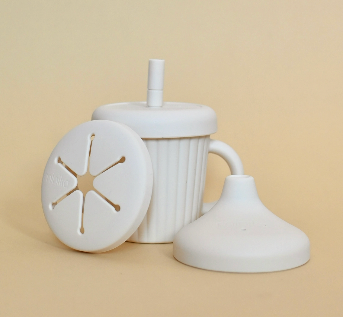 Baby Gear - Minika STAINLESS STEEL CUP with 3 different Silicone LIDS!