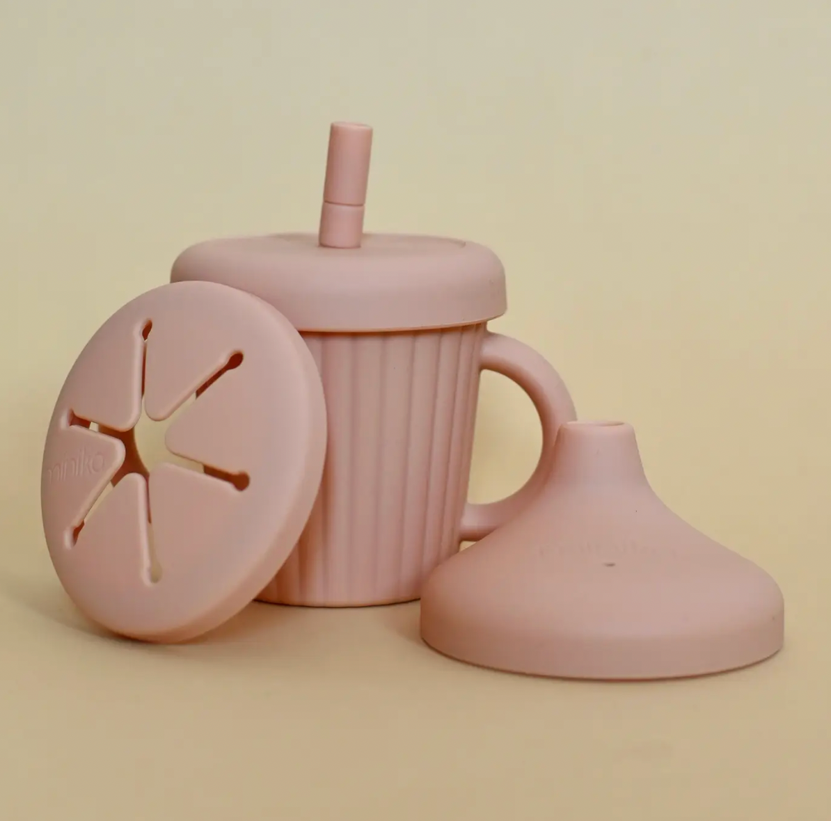Baby Gear - Minika STAINLESS STEEL CUP with 3 different Silicone LIDS!