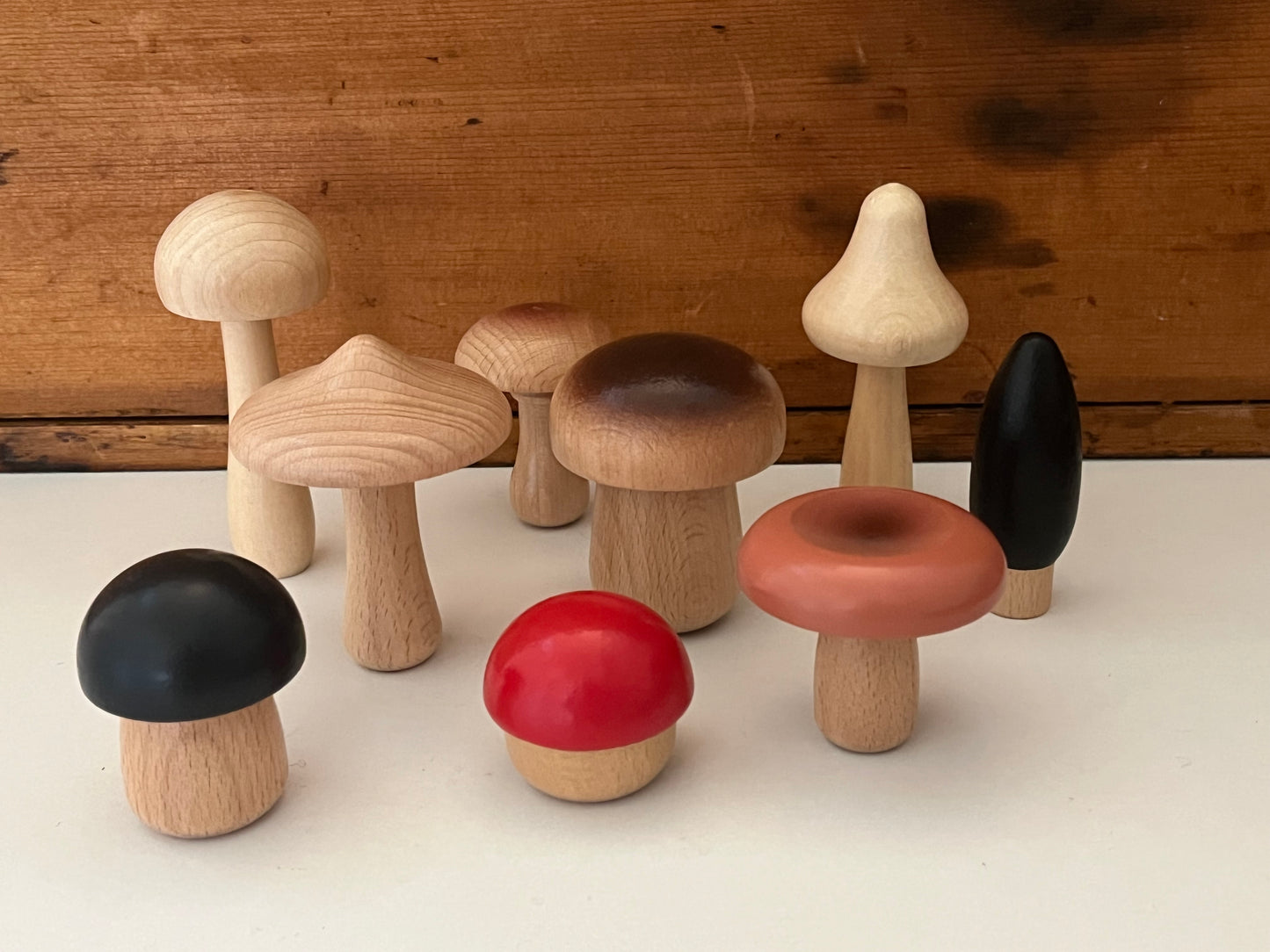 Wooden Dollhouse Play - Woodland MUSHROOMS, 10 pieces!