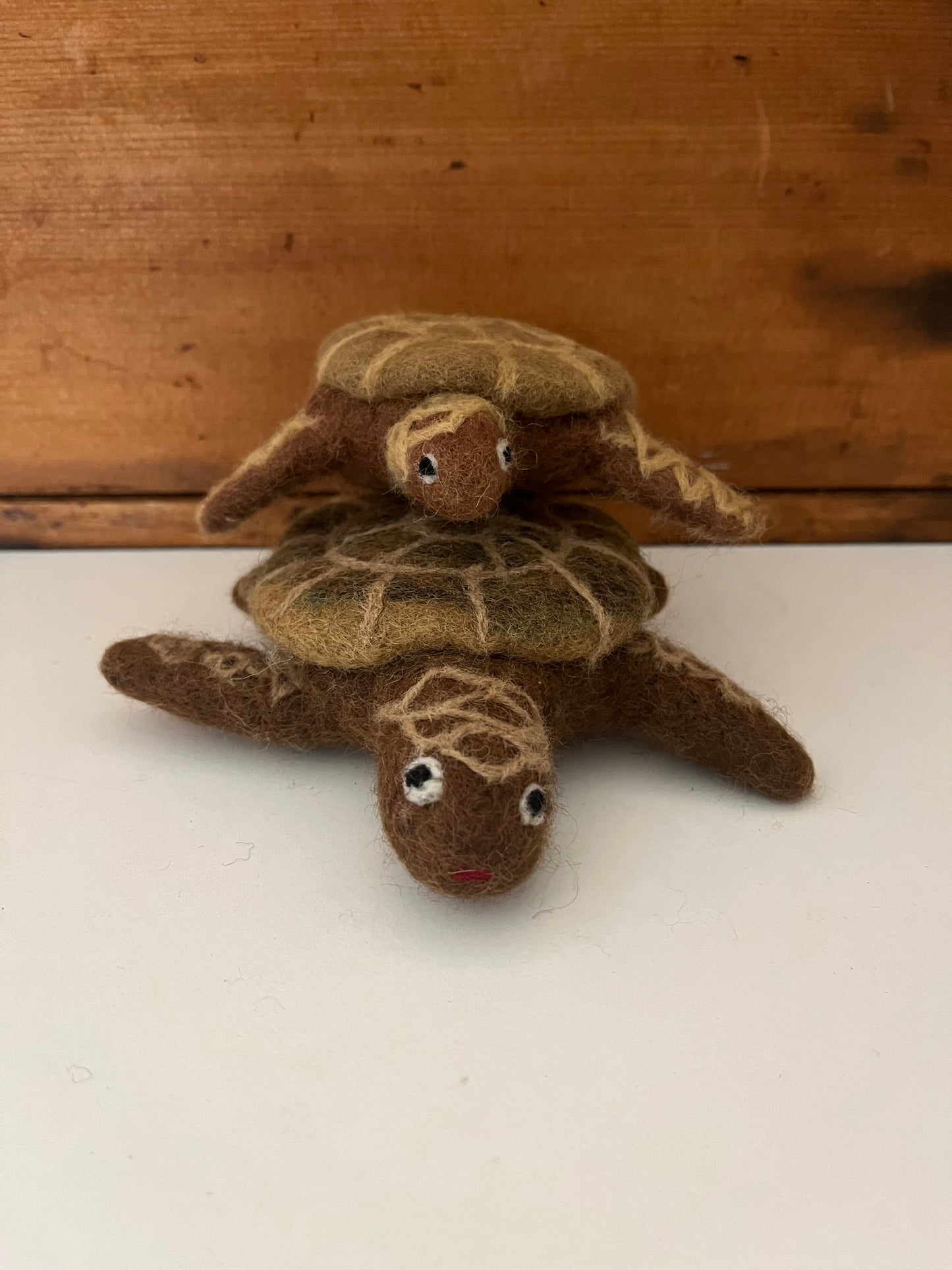 Dollhouse Soft Toy - Wool Felted BROWN TURTLES, 2 turtles!