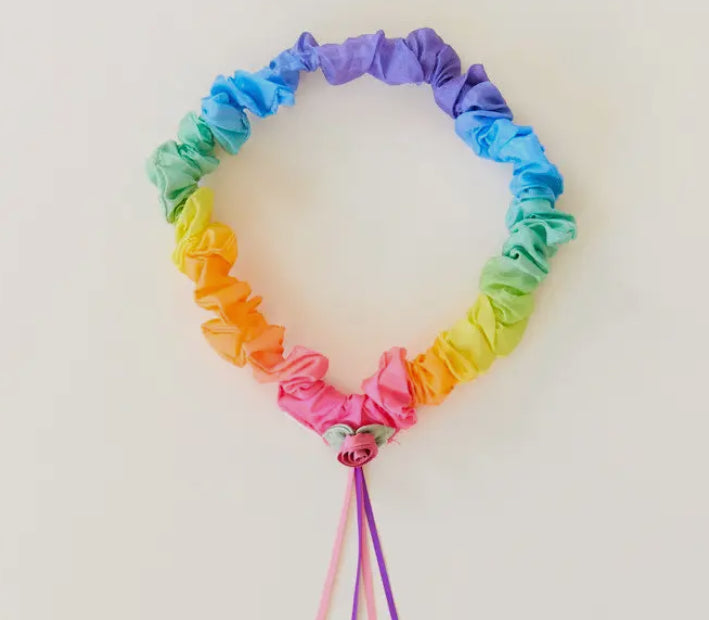 Silk GARLAND HEADBAND, RAINBOW Colours!