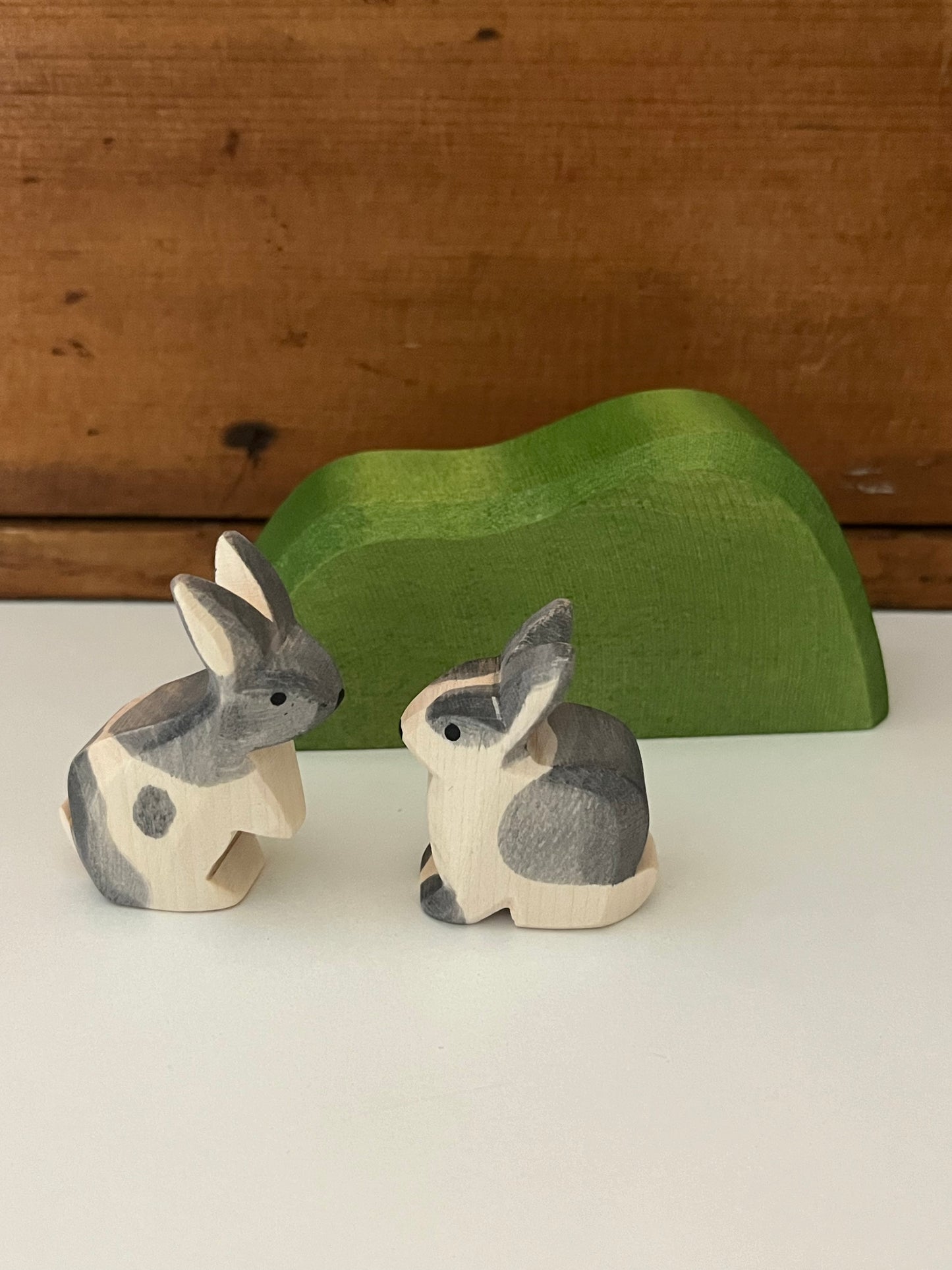 Wooden Dollhouse Play - RABBIT, BLACK & WHITE, small sitting