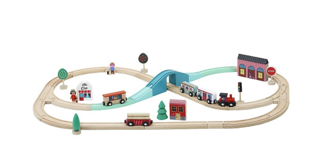 Wooden Toy - TRAIN SET, The Grand Express with 42 pieces!