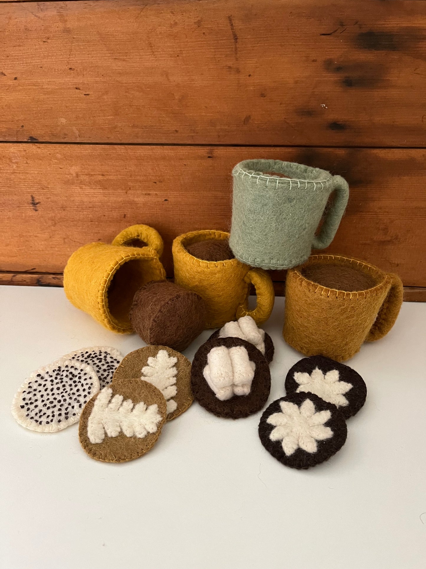 Kitchen Play Food - Wool Felted MUGS OF HOT CHOCOLATE, 16 pieces!