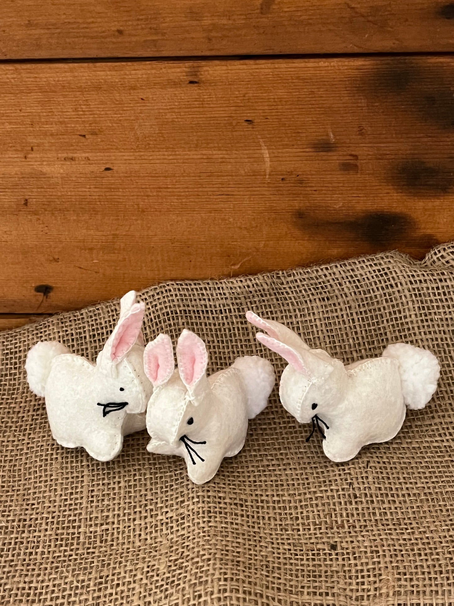 Dollhouse Play Soft Toy - Wool Felted WHITE RABBIT