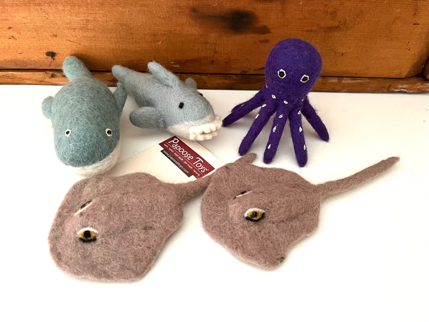 Dollhouse Soft Toy - Wool Felted ANIMALS OF THE DEEP OCEAN, 5 Sea Animals!