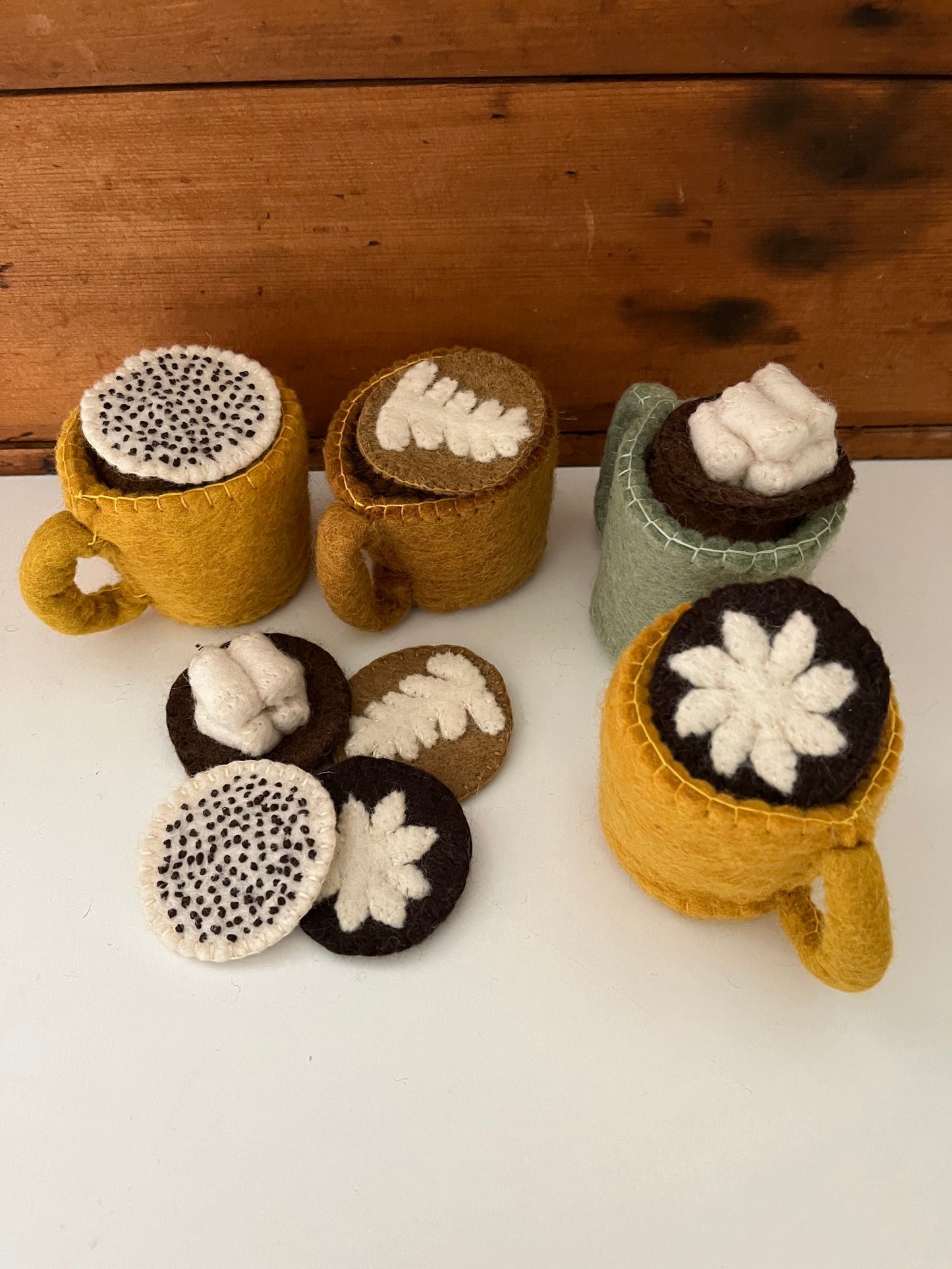 Kitchen Play Food - Wool Felted MUGS OF HOT CHOCOLATE, 16 pieces!