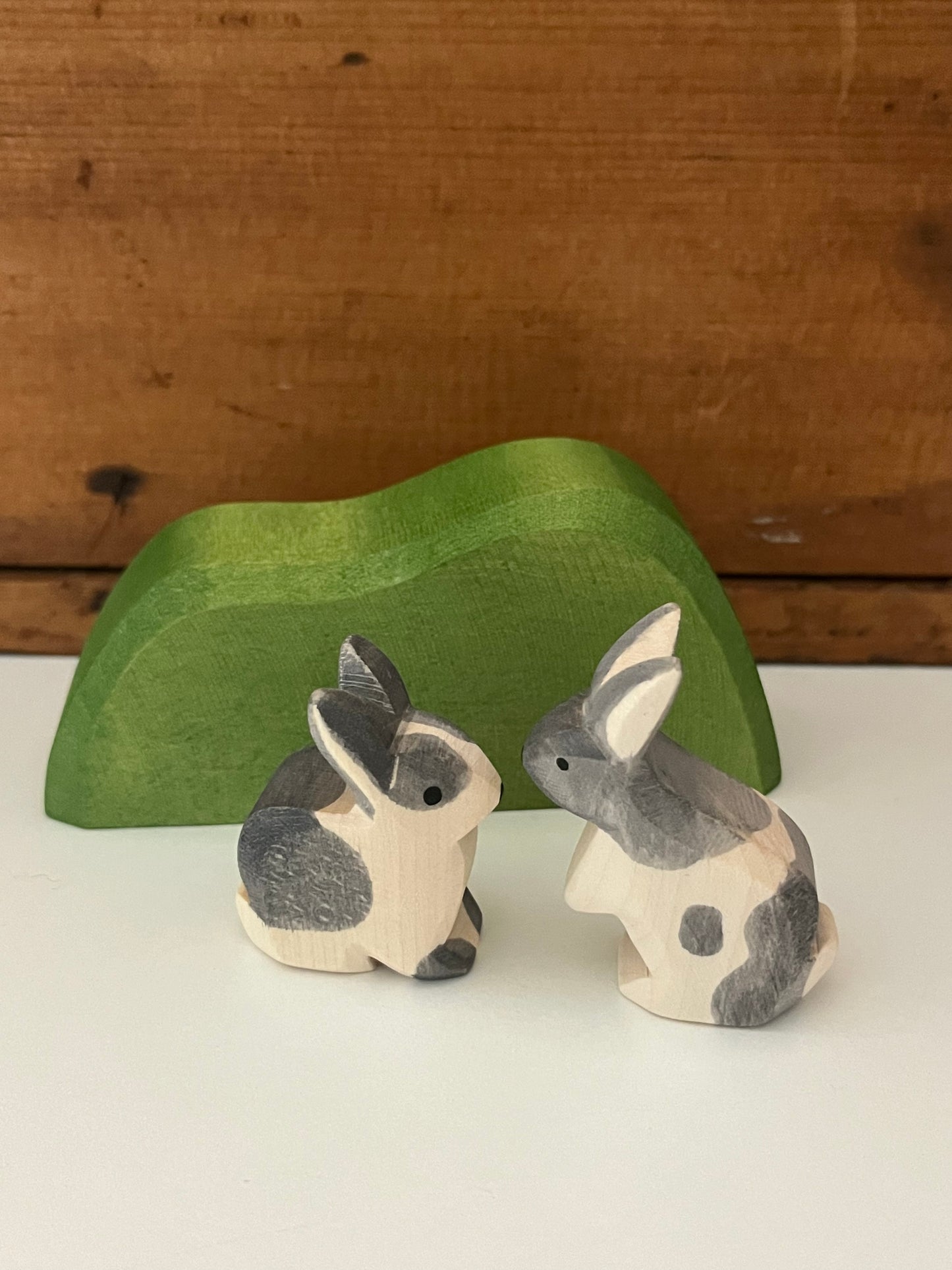 Wooden Dollhouse Play - RABBIT, BLACK & WHITE, small sitting