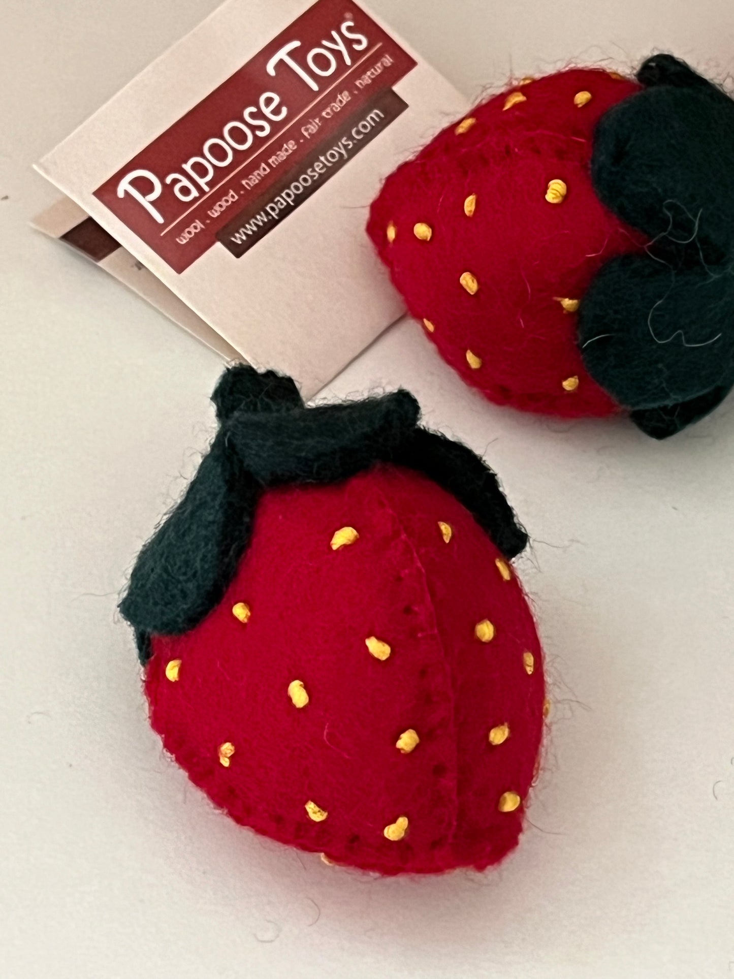 Kitchen Play Food - Wool Felted STRAWBERRY, 3 Strawberries!