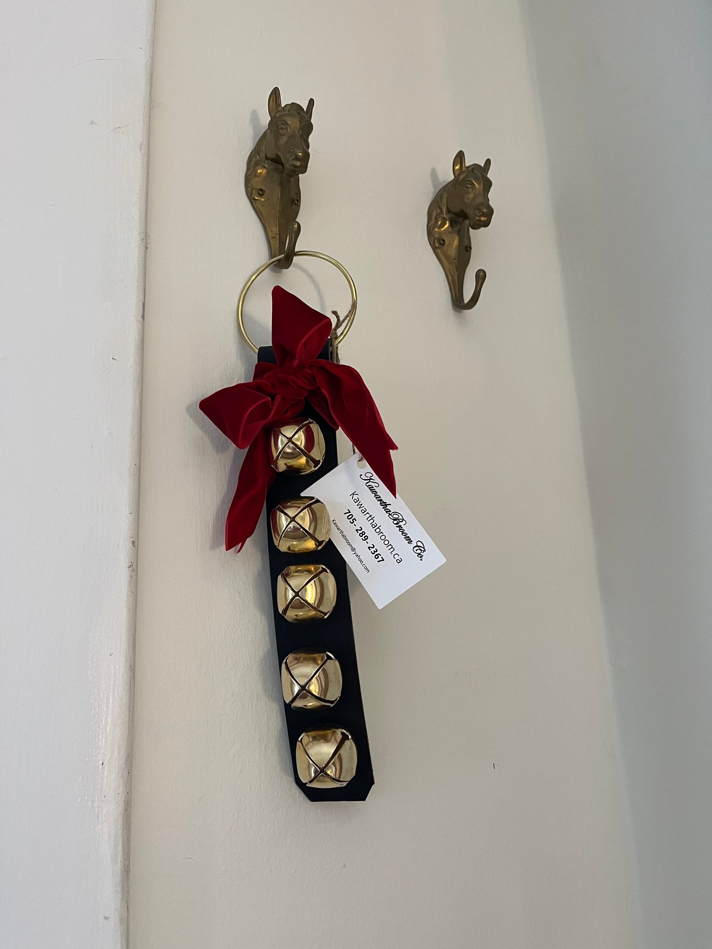 Christmas BELLS! - Decorative Leather Door Strap, 5 Bells!