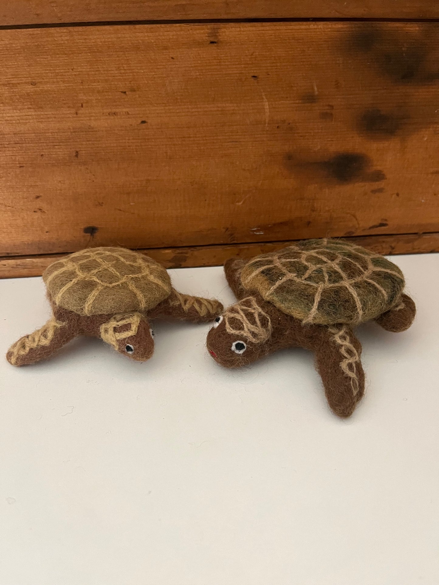 Dollhouse Soft Toy - Wool Felted BROWN TURTLES, 2 turtles!