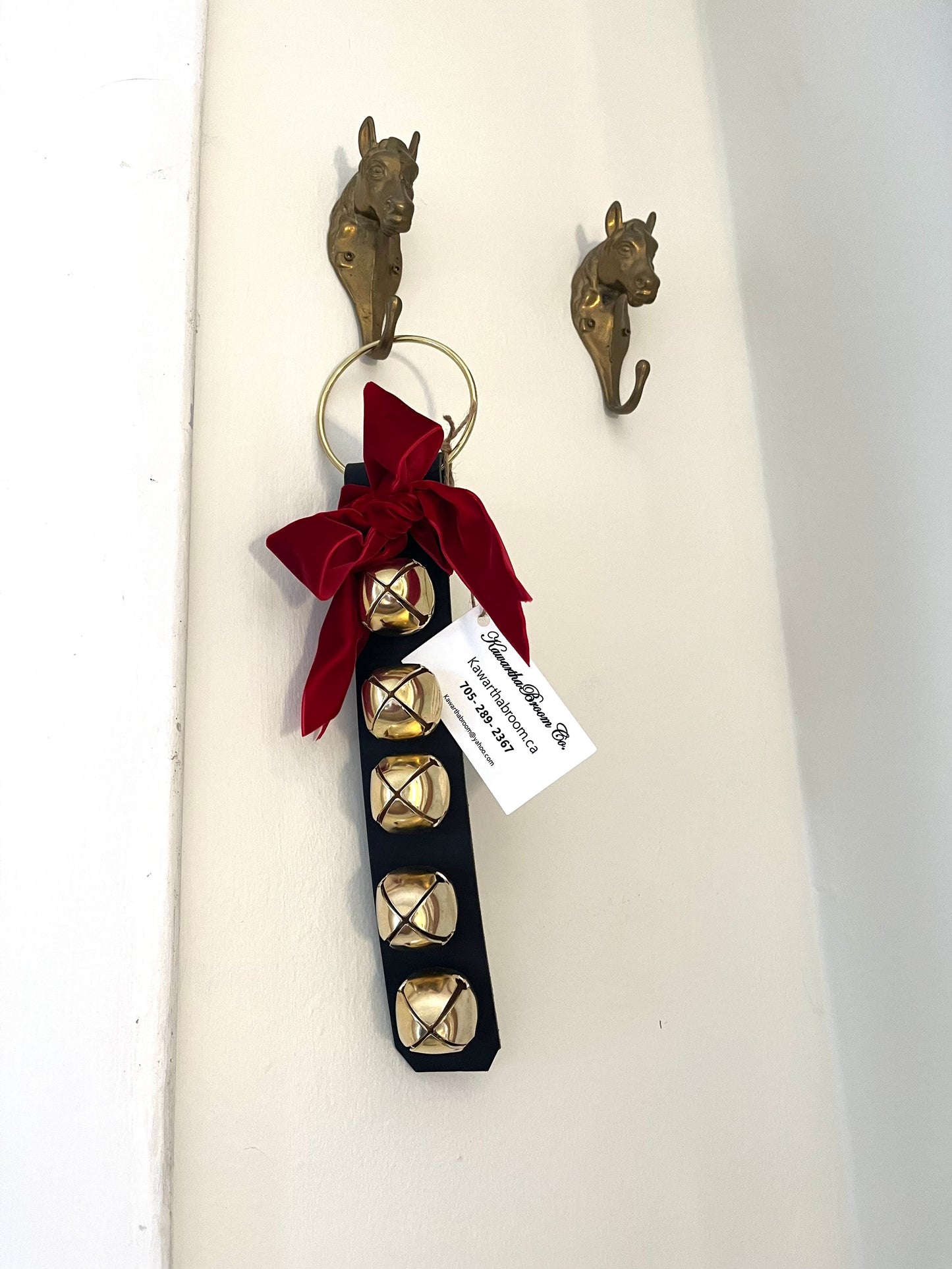 Christmas BELLS! - Decorative Leather Door Strap, 5 Bells!