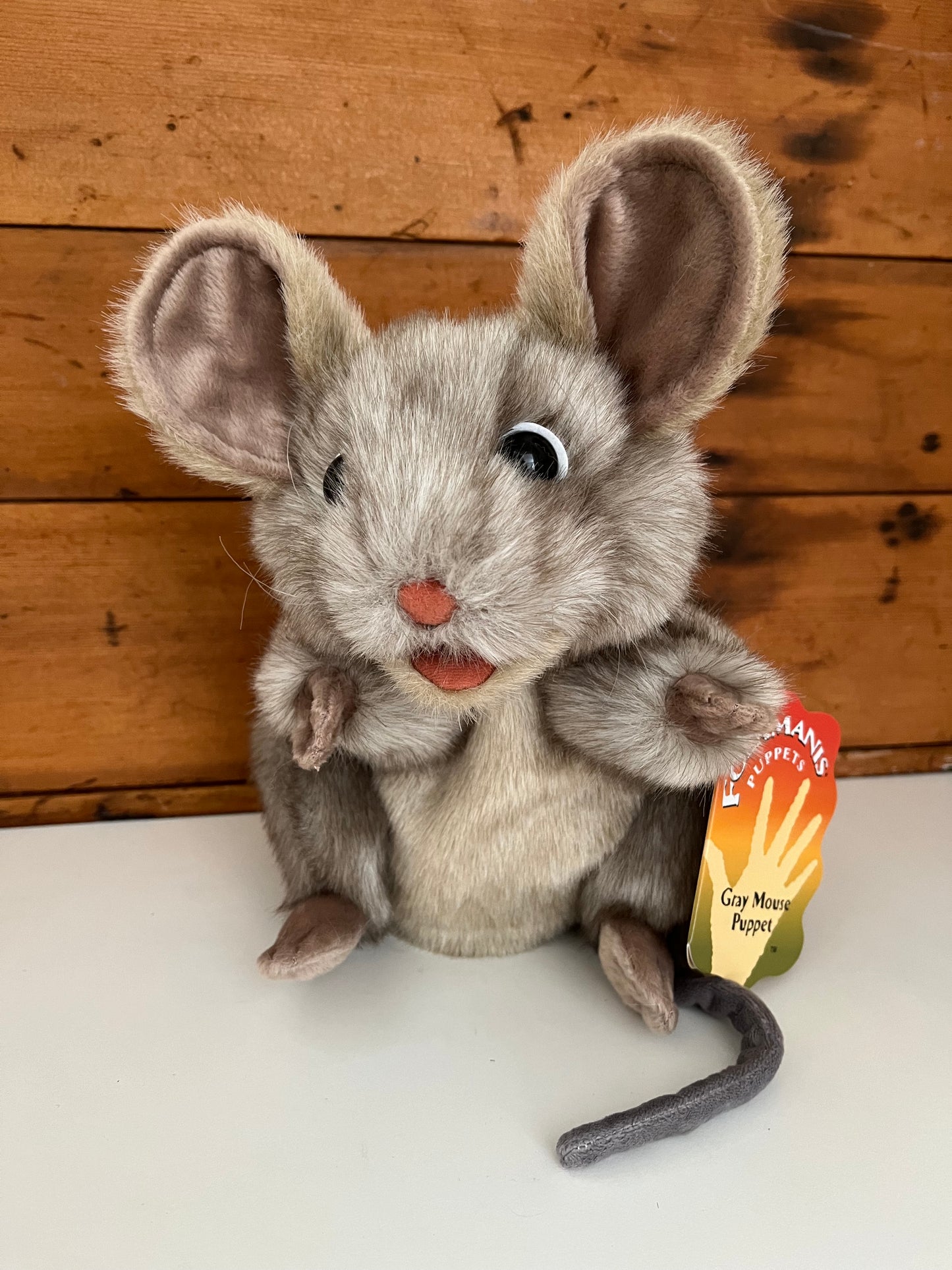 Soft Puppet Pet - GREY MOUSE Hand Puppet, Large