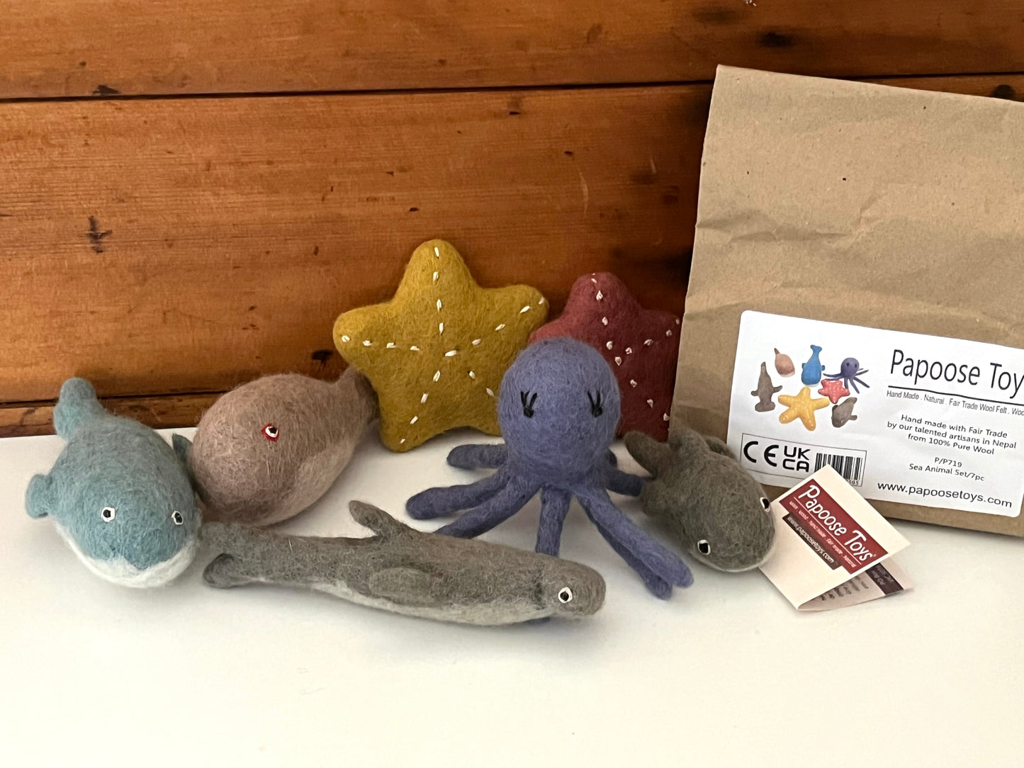 Dollhouse Soft Toy - Wool Felted ANIMALS OF THE SEA, 7 Ocean Animals!