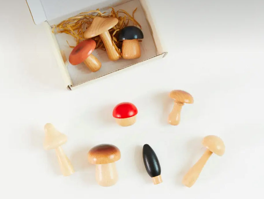 Wooden Dollhouse Play - Woodland MUSHROOMS, 10 pieces!