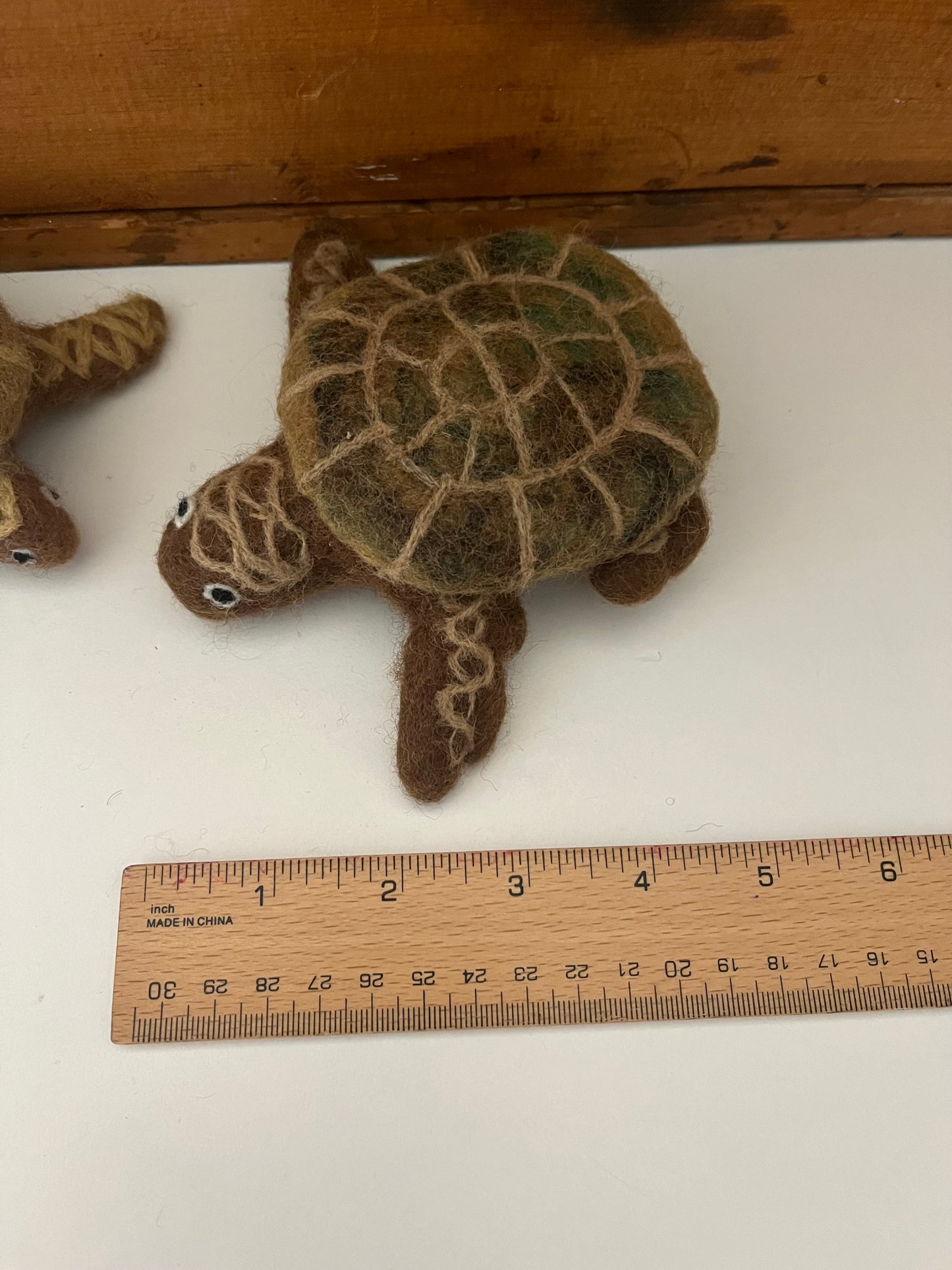 Dollhouse Soft Toy - Wool Felted BROWN TURTLES, 2 turtles!