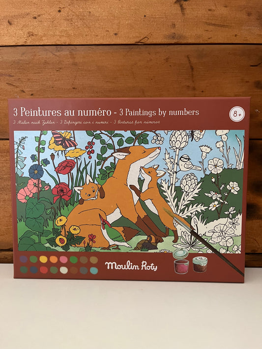 Art Activity Set - PAINT BY NUMBERS, IN THE GARDEN Scenes, 3 Paintings