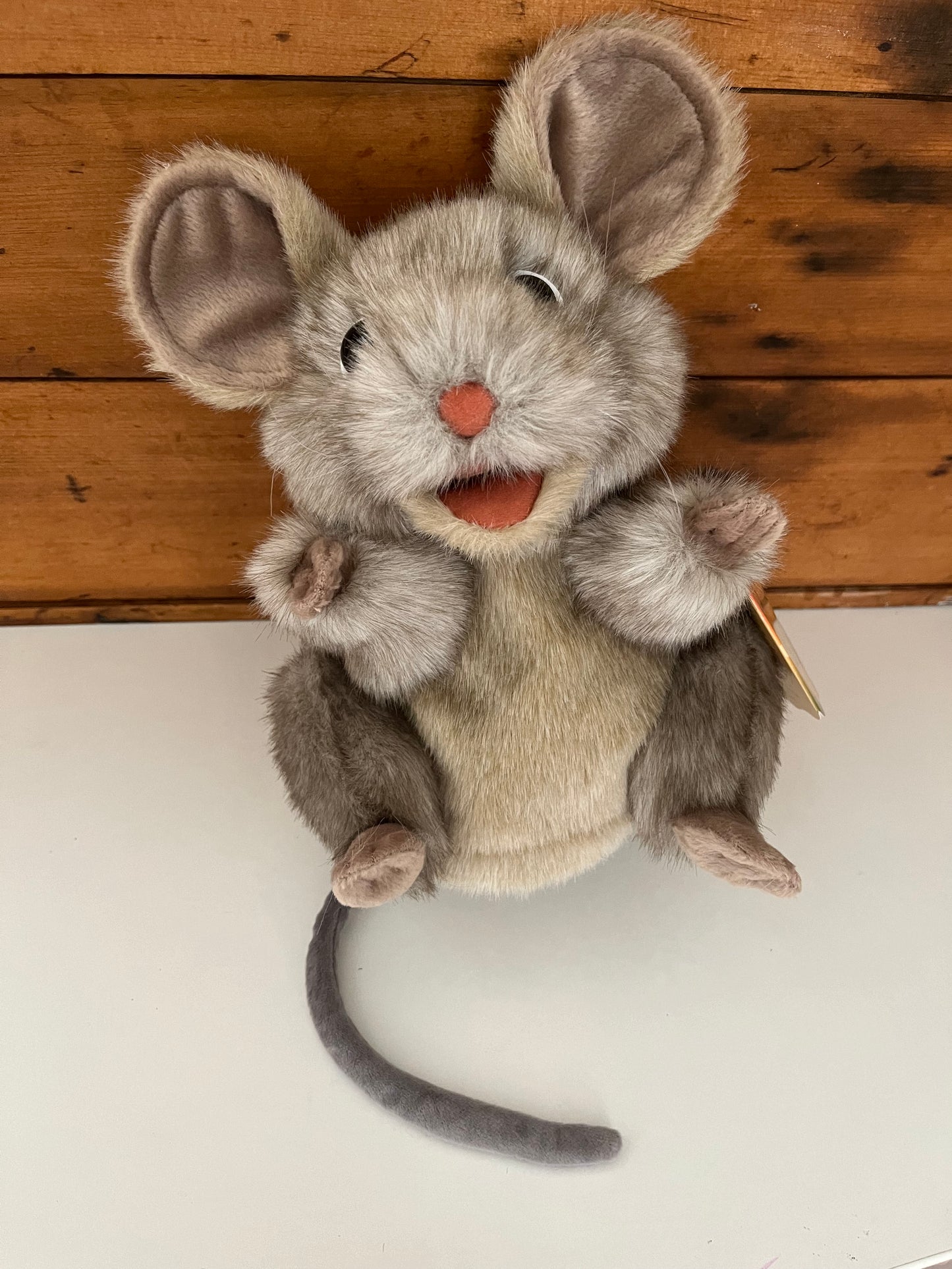 Soft Puppet Pet - GREY MOUSE Hand Puppet, Large