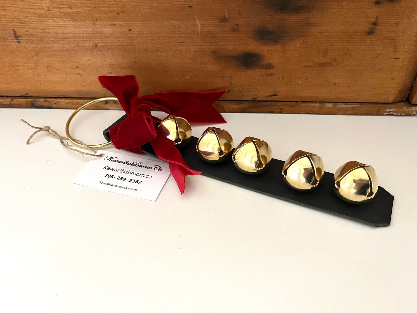 Christmas BELLS! - Decorative Leather Door Strap, 5 Bells!