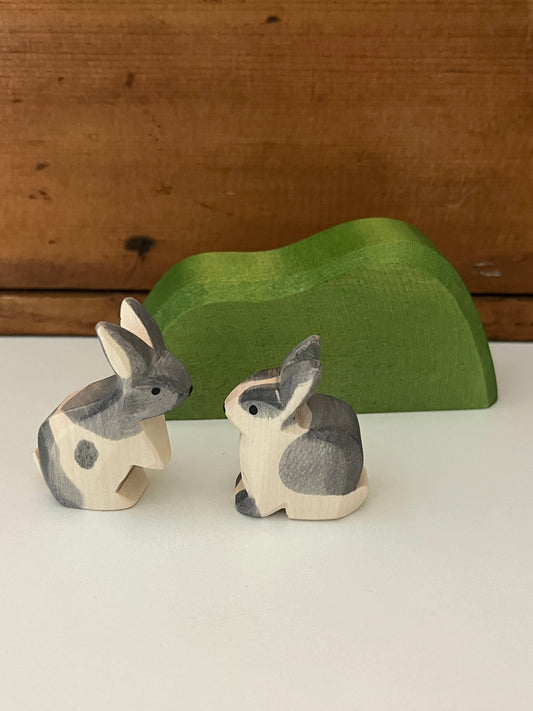 Wooden Dollhouse Play - RABBIT, BLACK & WHITE, standing!