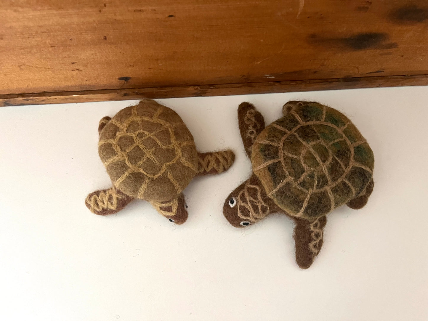 Dollhouse Soft Toy - Wool Felted BROWN TURTLES, 2 turtles!