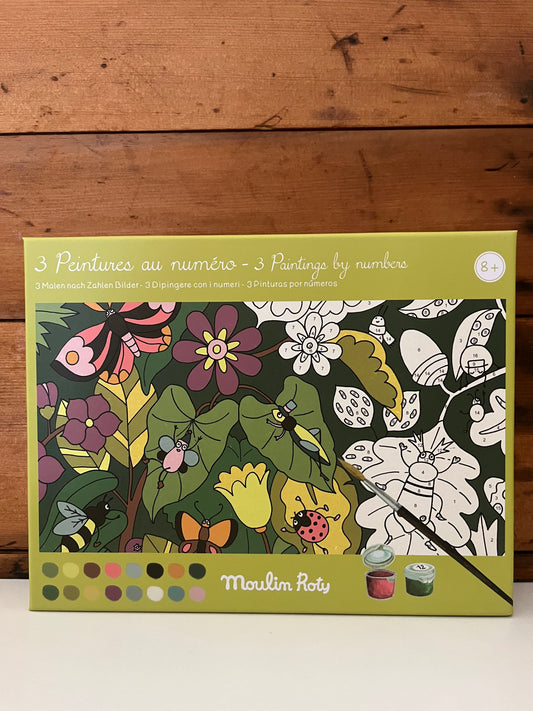 Art Activity Set - PAINT BY NUMBERS, BOTANICAL Scenes, 3 Paintings