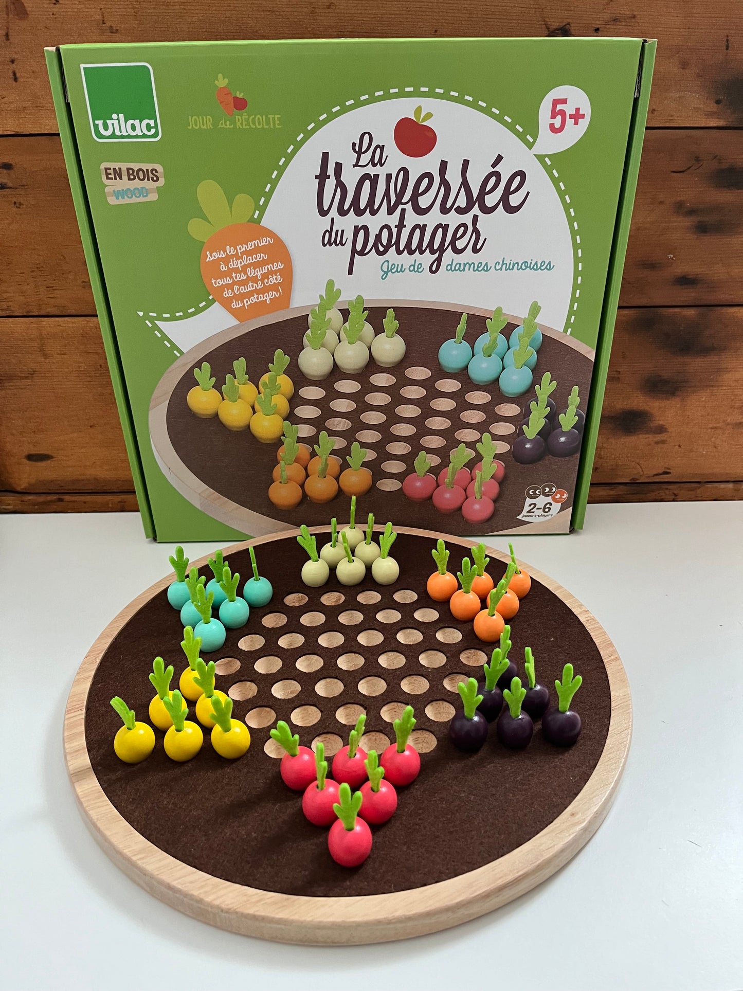 Wooden Family Game - VEGGIE CHINESE CHECKERS!