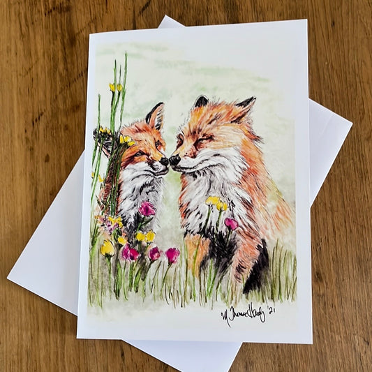 Carte de vœux - Art du cœur MOTHER FOX LOVE