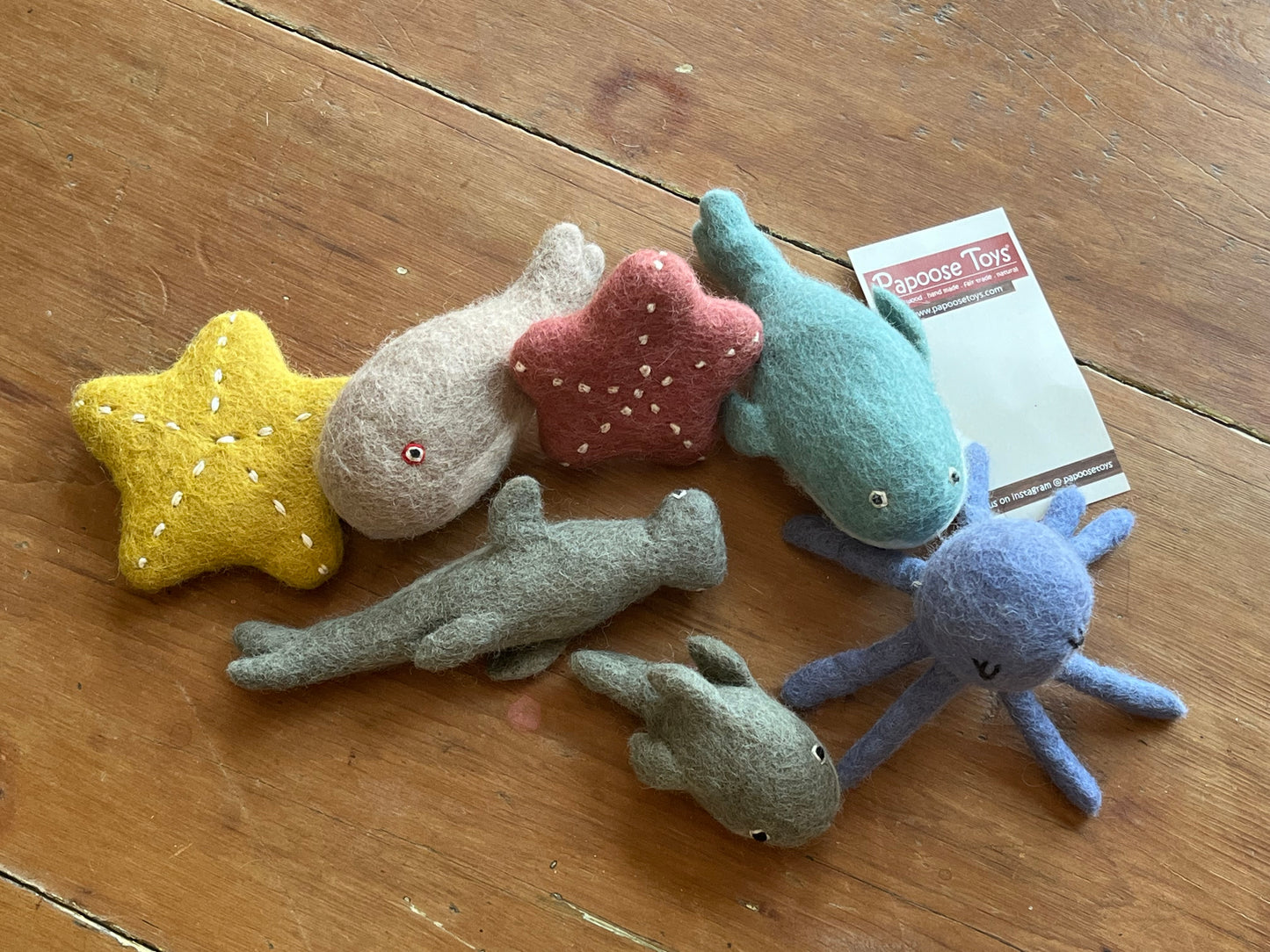 Dollhouse Soft Toy - Wool Felted ANIMALS OF THE SEA, 7 Ocean Animals!