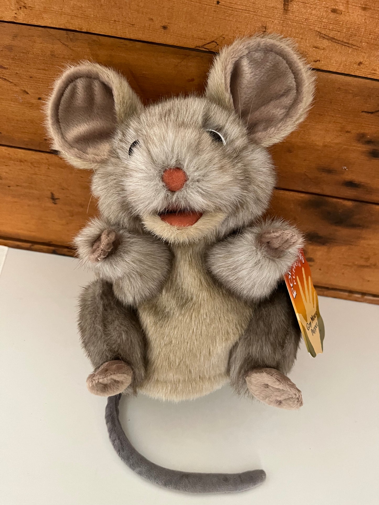 Soft Puppet Pet - GREY MOUSE Hand Puppet, Large