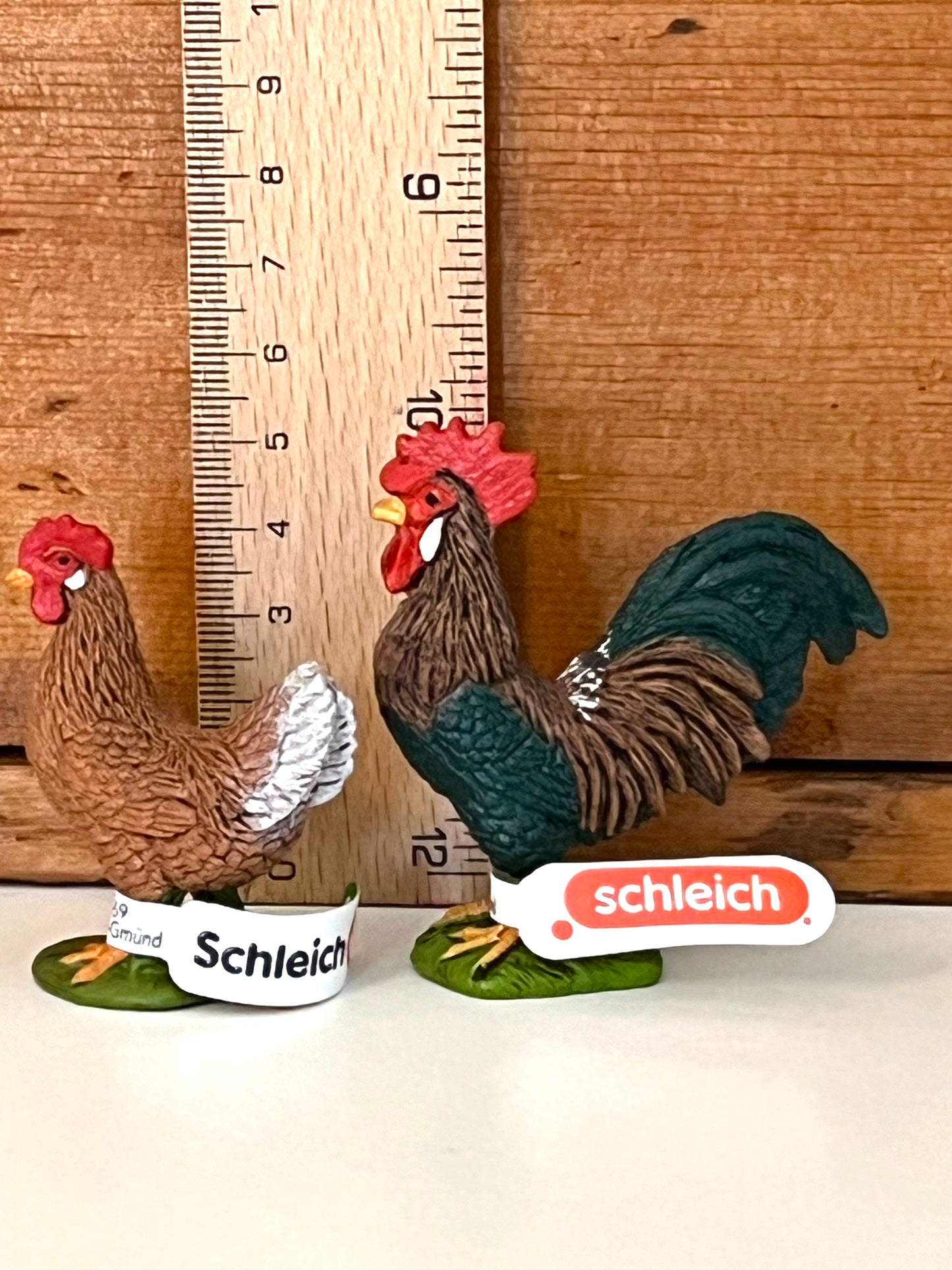 Farm Animals for Dollhouse Play - ROOSTER and HEN by Schleich, 2 choices!