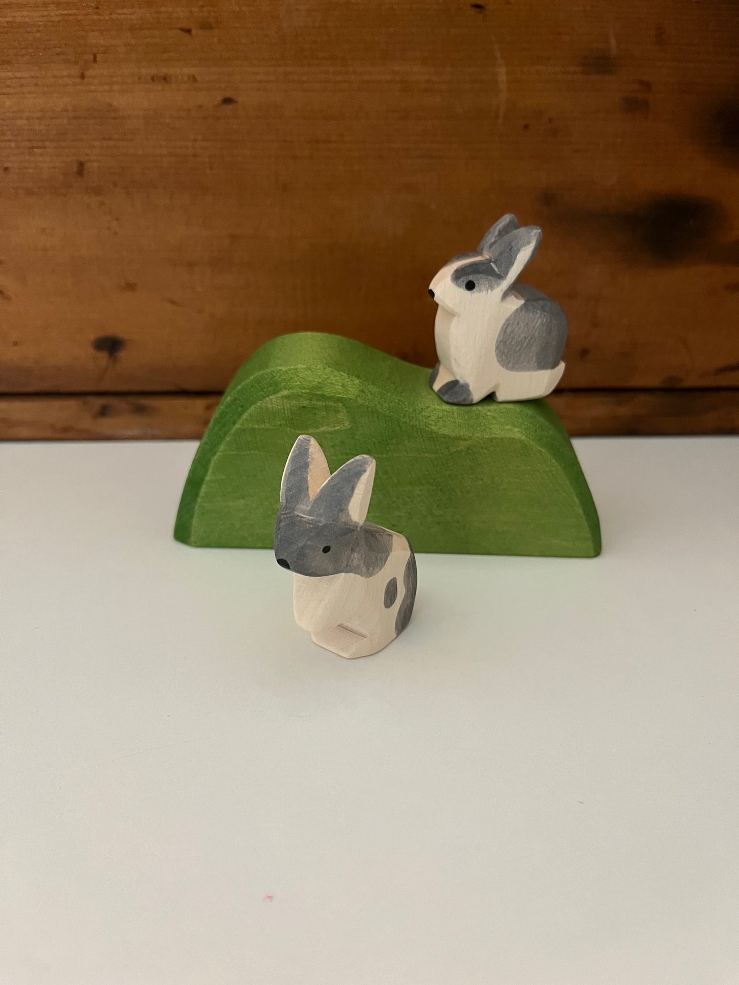 Wooden Dollhouse Play - RABBIT, BLACK & WHITE, standing!