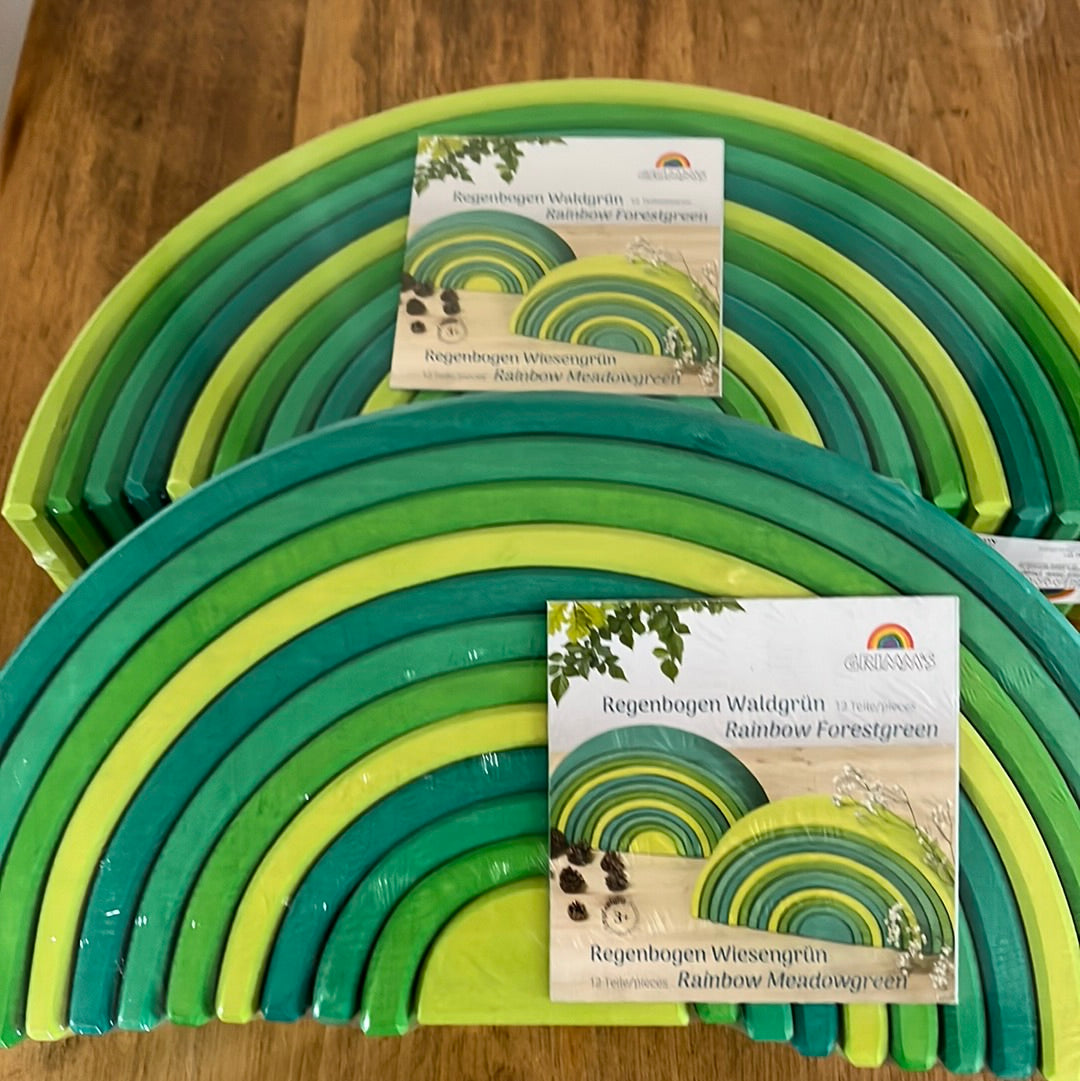 Wooden Toy - Grimm's GREEN RAINBOW TUNNEL, 2 choices, 12 pieces each!