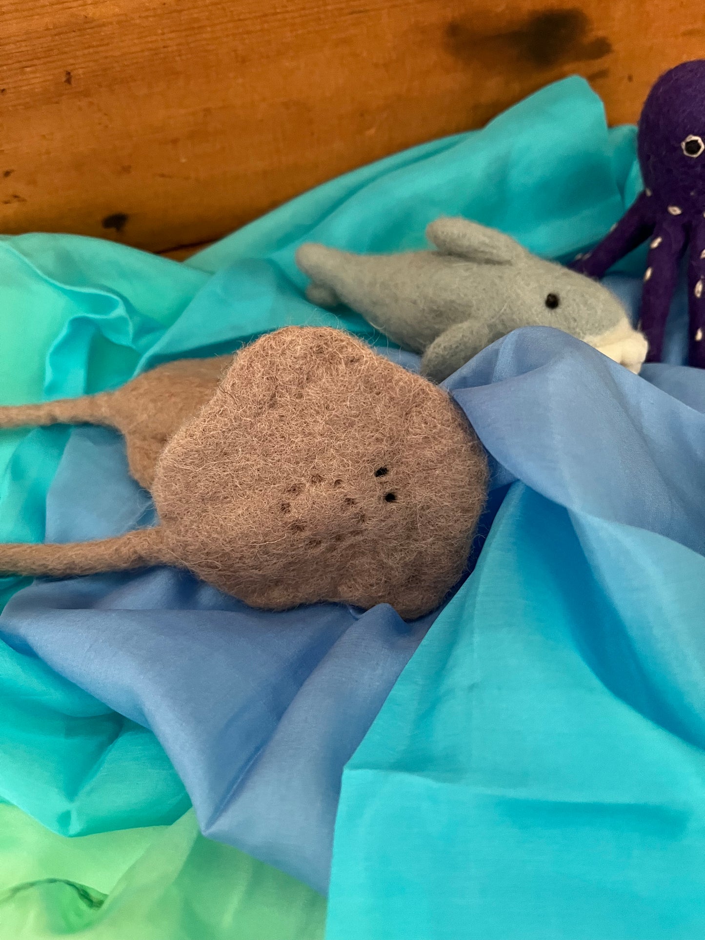 Dollhouse Soft Toy - Wool Felted ANIMALS OF THE DEEP OCEAN, 5 Sea Animals!