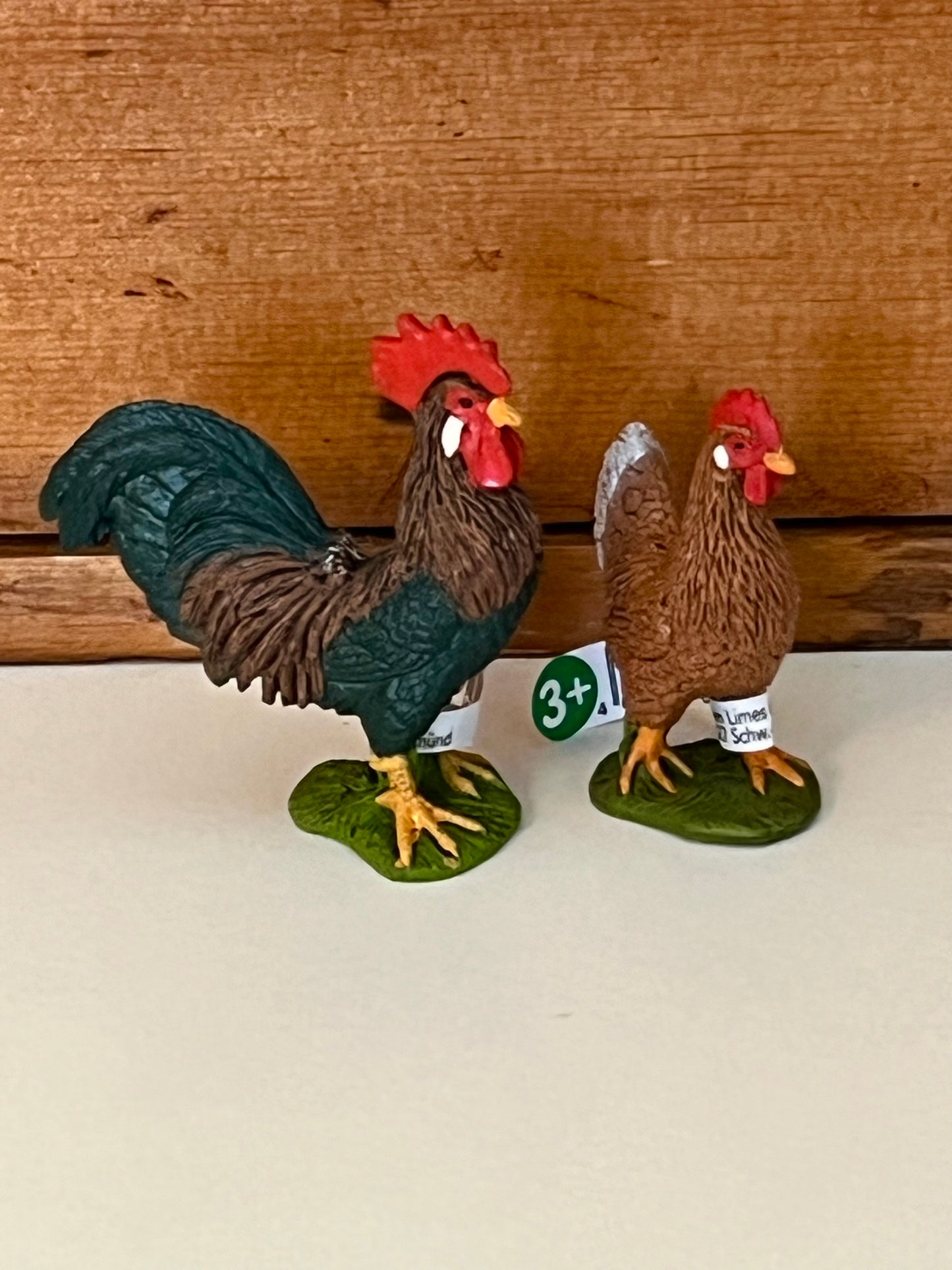 Farm Animals for Dollhouse Play - ROOSTER and HEN by Schleich, 2 choices!