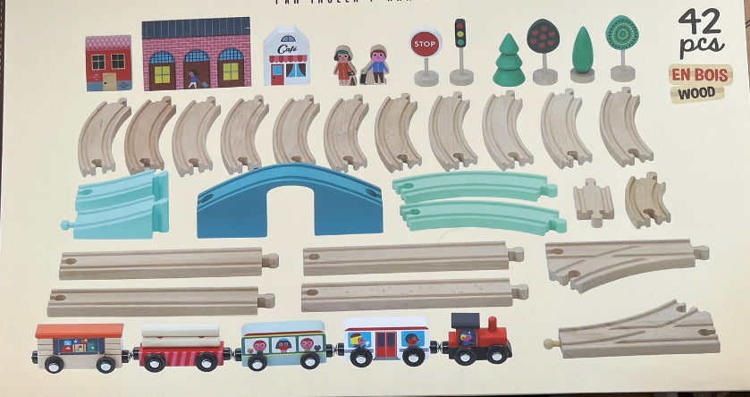 Wooden Toy - TRAIN SET, The Grand Express with 42 pieces!
