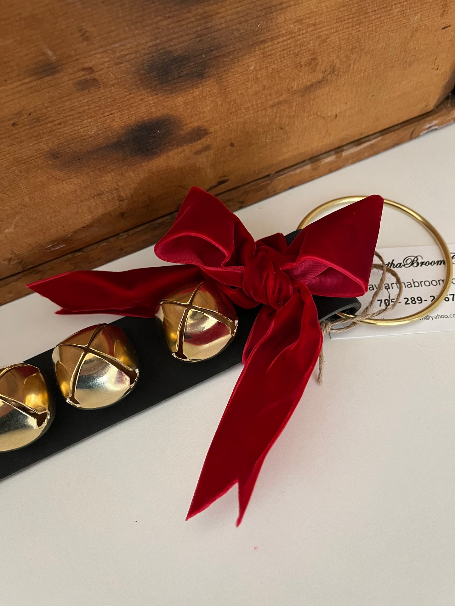 Christmas BELLS! - Decorative Leather Door Strap, 5 Bells!