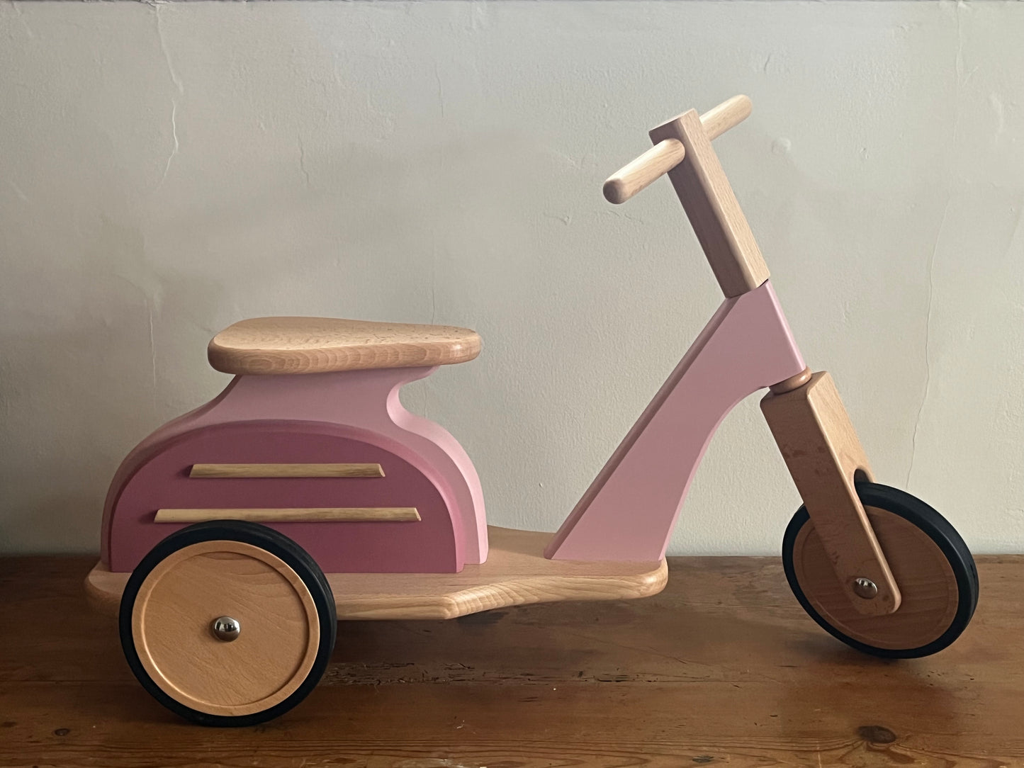 Wooden Toy - RIDING SCOOTER, wood with rubber tires!