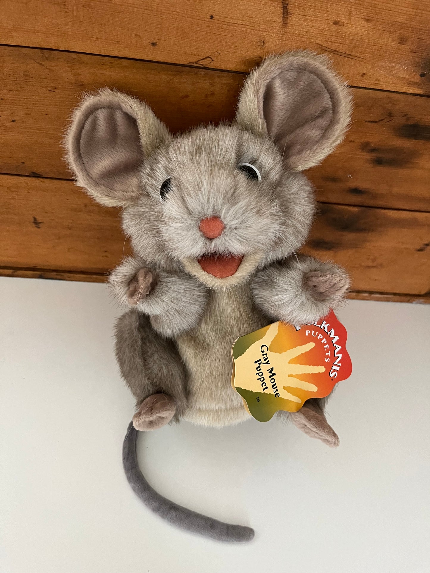 Soft Puppet Pet - GREY MOUSE Hand Puppet, Large