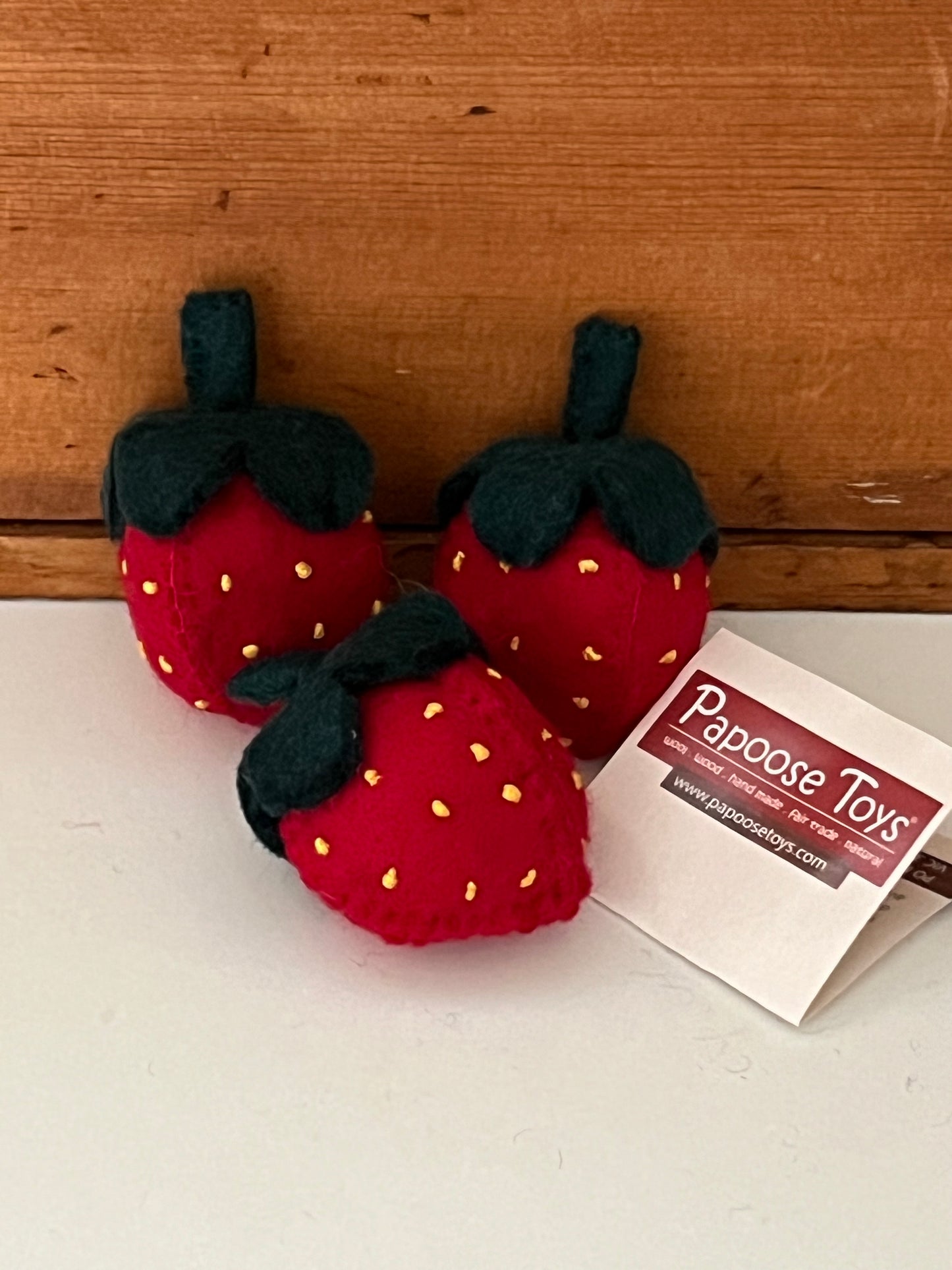 Kitchen Play Food - Wool Felted STRAWBERRY, 3 Strawberries!