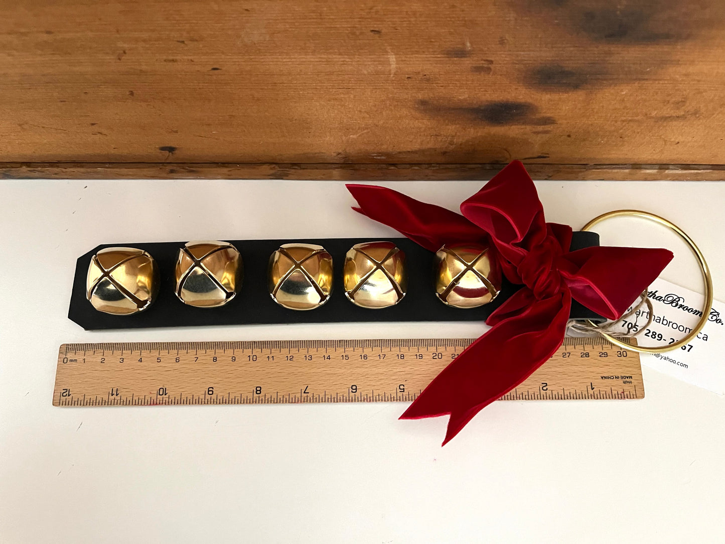 Christmas BELLS! - Decorative Leather Door Strap, 5 Bells!