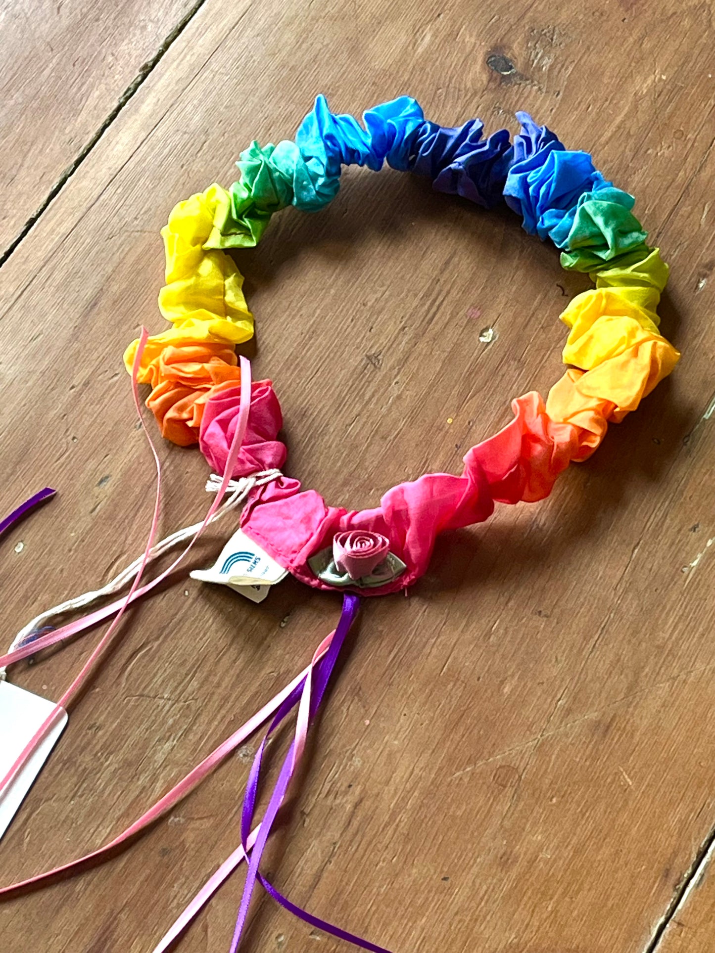 Silk GARLAND HEADBAND, RAINBOW Colours!