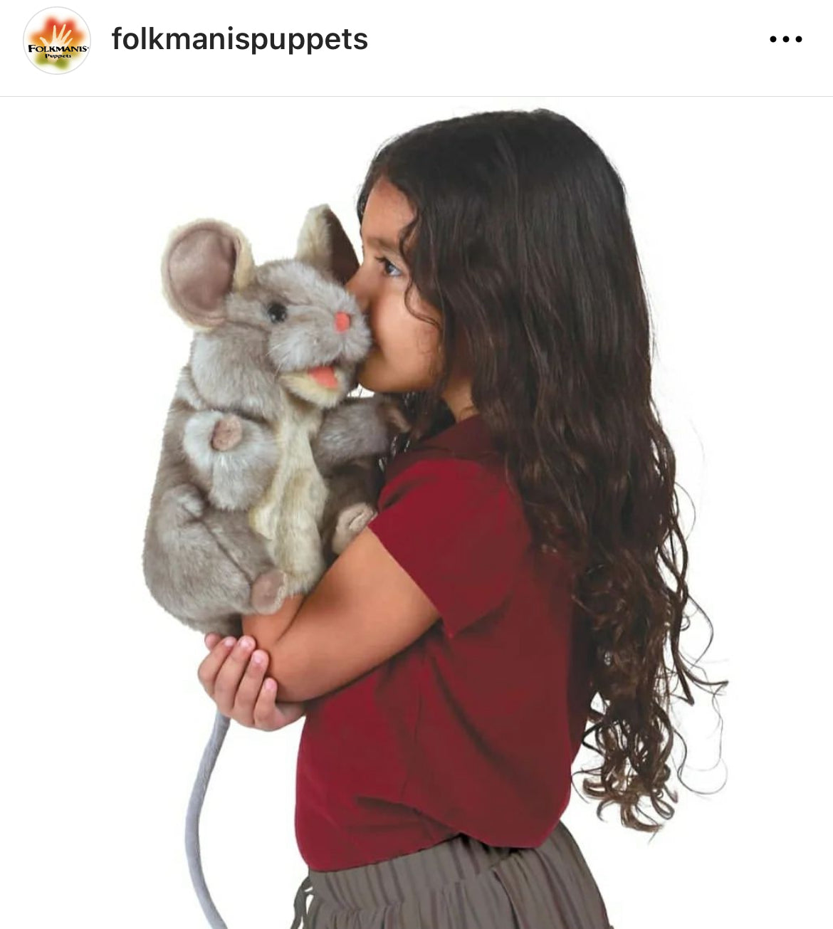 Soft Puppet Pet - GREY MOUSE Hand Puppet, Large