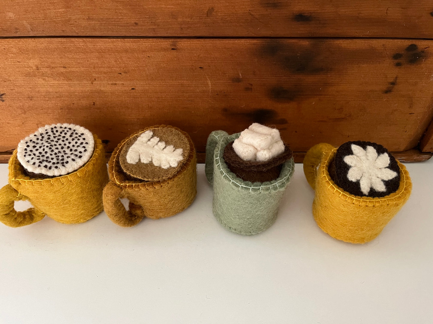 Kitchen Play Food - Wool Felted MUGS OF HOT CHOCOLATE, 16 pieces!