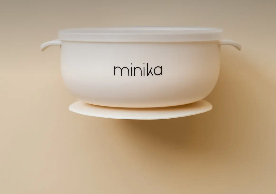 Baby Gear - Best Suction BOWL with LID by Minika, 2 colour choices!