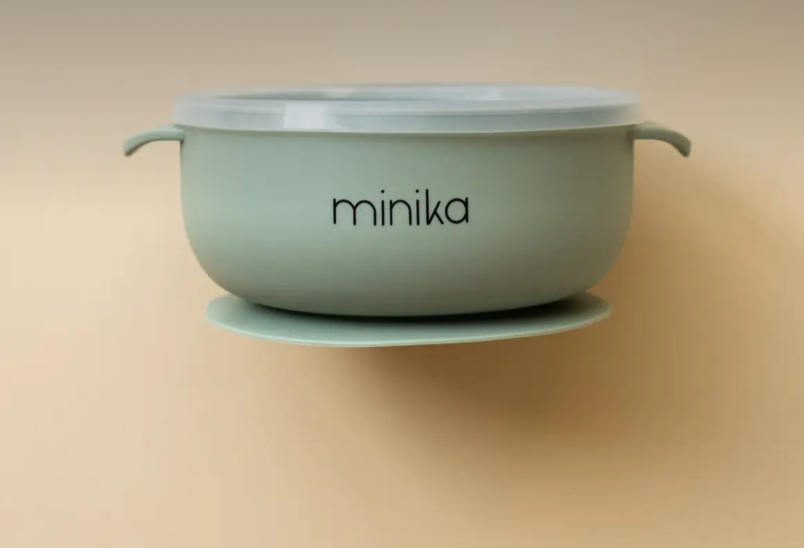 Baby Gear - Best Suction BOWL with LID by Minika, 2 colour choices!