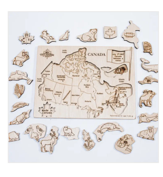 Educational Wooden Puzzle - MAP OF CANADA… and WILDLIFE!