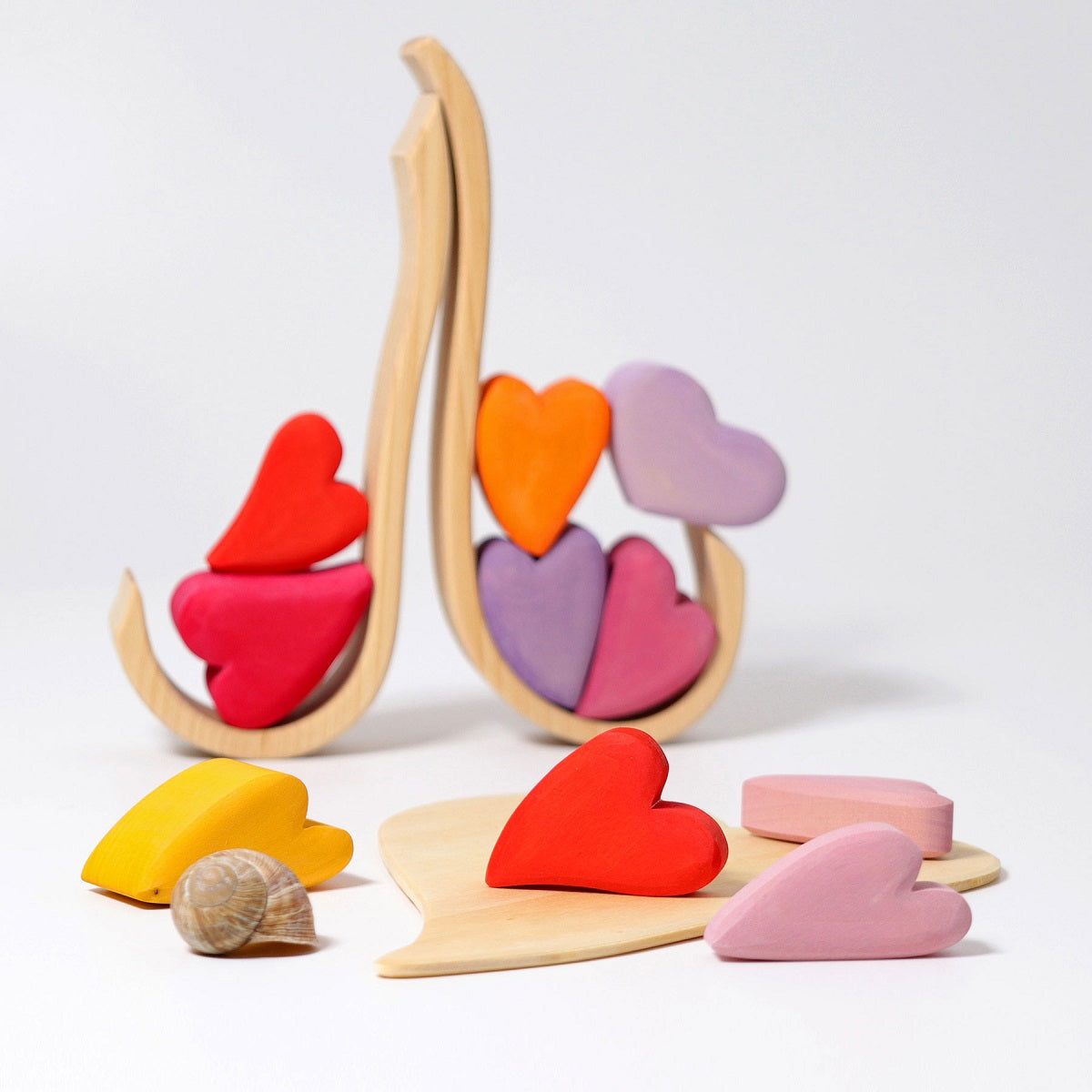 Wooden Toy - RED HEARTS BLOCKS Building set, 10 hearts!